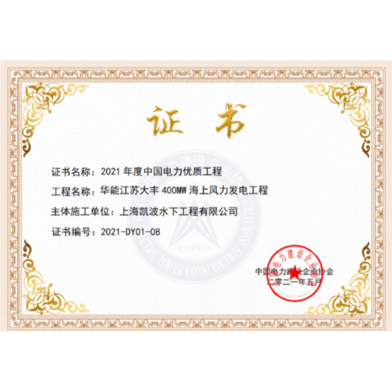 2021年中国电力优质工程